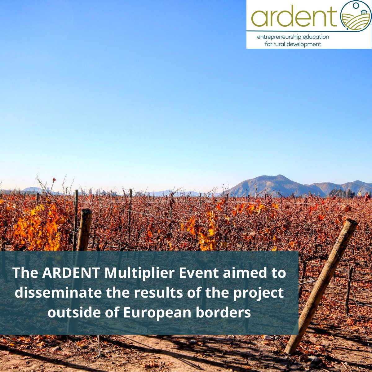 ARDENT_project's tweet photo. The ARDENT Online Multiplier Event aimed to disseminate the results of the ARDENT project to a wide audience and spark further use of the results outside of European borders.

Read more here: https://t.co/QoMCiHGj6w

#ARDENT #RuralEntrepreneurship #RuralDevelopment #Chile https://t.co/BD3IakUjHO
