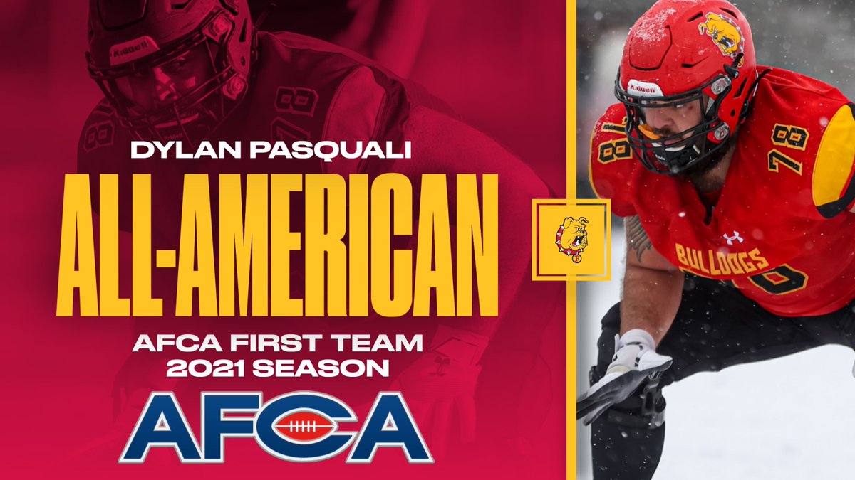 ferrisathletics's tweet photo. CONGRATS! Ferris State senior OT Dylan Pasquali named to the 2021 AFCA All-America First Team! FSU has had at least one AFCA honoree a nation-leading seven-straight years! https://t.co/6WC1DLT8QG https://t.co/JqQBawNDf7