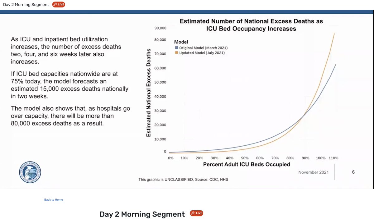 iamthecavalry's tweet photo. Excess Deaths &amp; ICU Bed Utlization - via @CISAgov @joshcorman in @HIMSS keynote #HITsecurity 

new danger zones during pandemic https://t.co/gabvVv0YRu