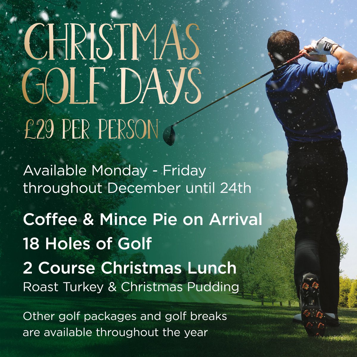 UllesthorpeGolf's tweet photo. It’s not too late to book onto our Xmas Golf Days here at Ullesthorpe Court! Please email golf@ullesthorpecourt.co.uk or phone 01455 209023 to book now! ❄️☃️⛳️ https://t.co/1k9NJMGele