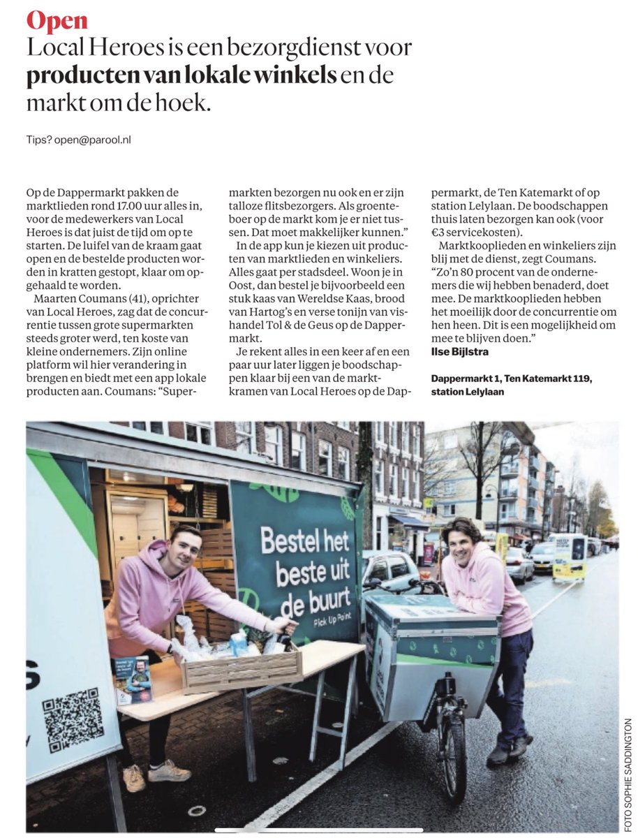 delaatstemeter's tweet image. Local Heroes in Parool vandaag #localforlocal