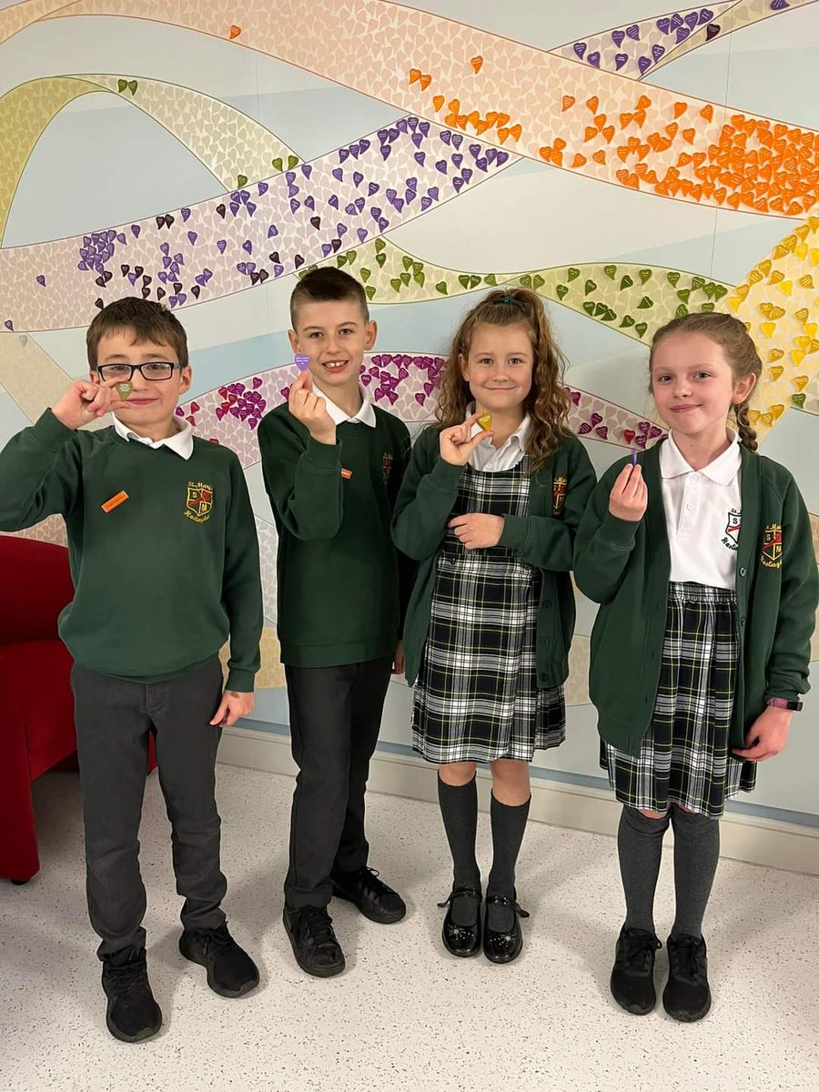 Donna McNicoll, Bury Hospice trustee and headteacher of St Marys RC Primary School Haslingden visited Bury Hospice with four pupils to place four hearts on our memorial wall, including one in memory of Natalie Doherty, Bobby’s Mum. Each heart represents £1,000 of funds raised.