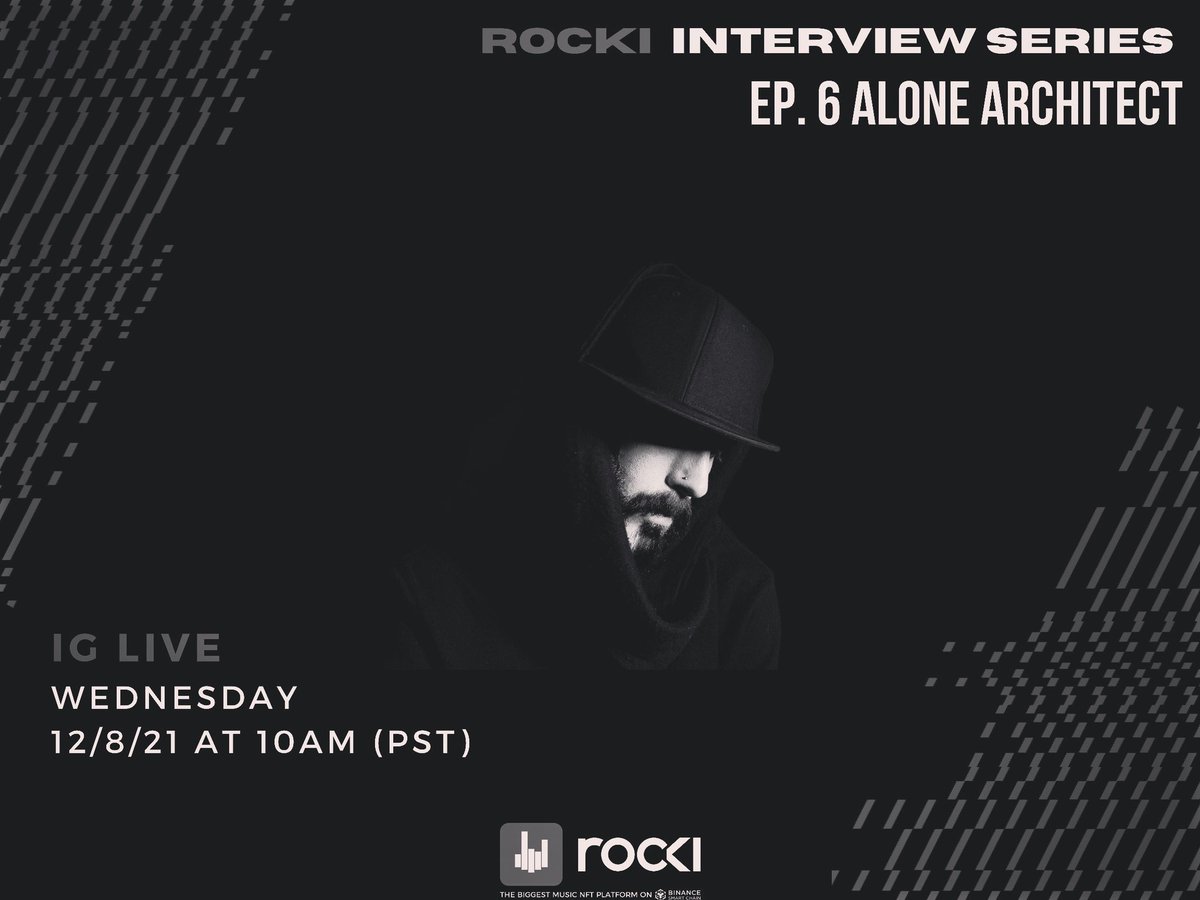 RockiApp's tweet photo. #ROCKI #ArtistInterview #Livestreamtoday
Today !! π¨ π¨
#ROCKIAPP Artist Interview Series Ep. 6 with music producer Alone Architect
When: Wednesday 12/8/21
Where: Instagram Live at 10:00am (PST)
https://t.co/irNWktRW27
#musicnfts #alonearchitect #musicnft #rockiapp https://t.co/gVi0n6KIi1