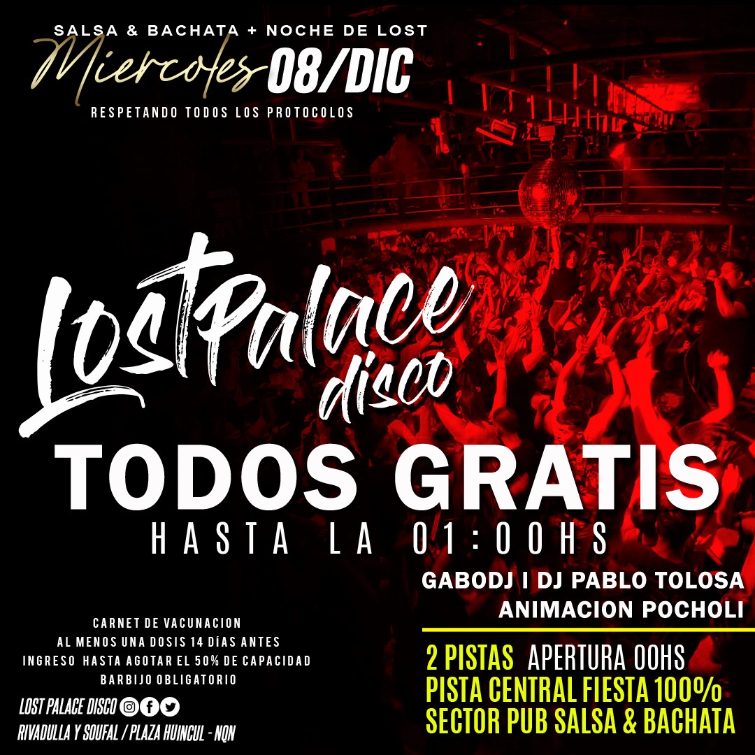 LostPalaceDisco's tweet photo. MIERCOLES DE LOST
APERTURA 00:00HS
TODOS GRATIS HASTA LA 01:00HS
#SePoneLost #lostpalacedisco https://t.co/yEJb2h7VsU