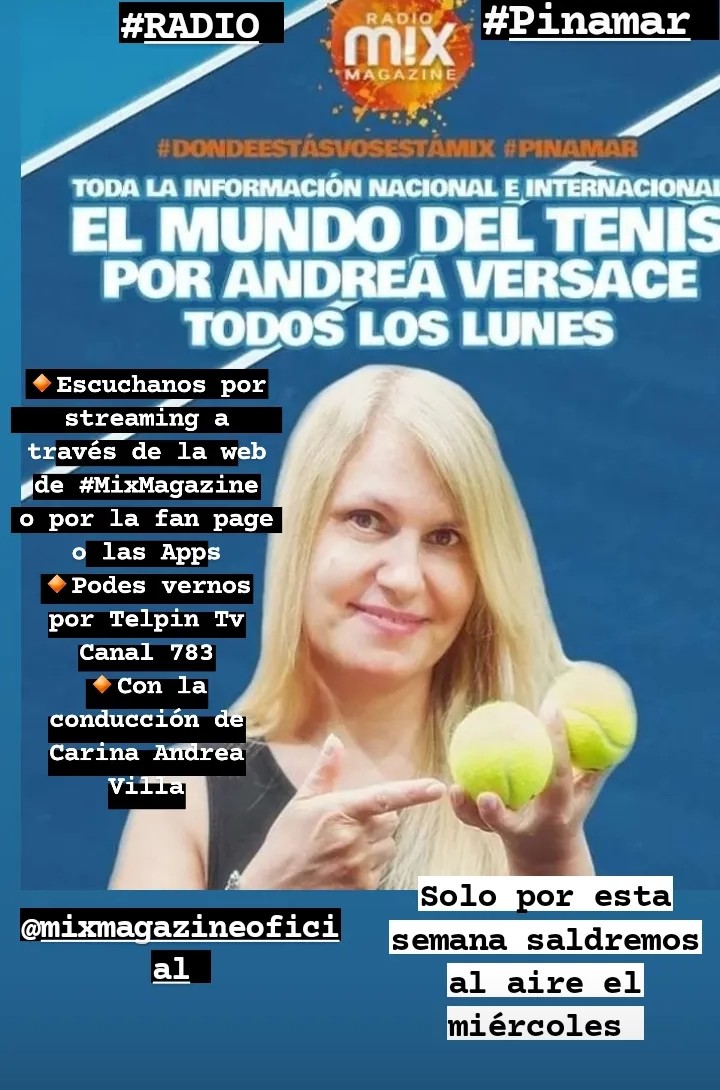 Andreaversace's tweet photo. En minutos salimos al aire y te cuento todoooo
#Tenis #Radio #Pinamar
#TelpinTv https://t.co/dytfinJUTM