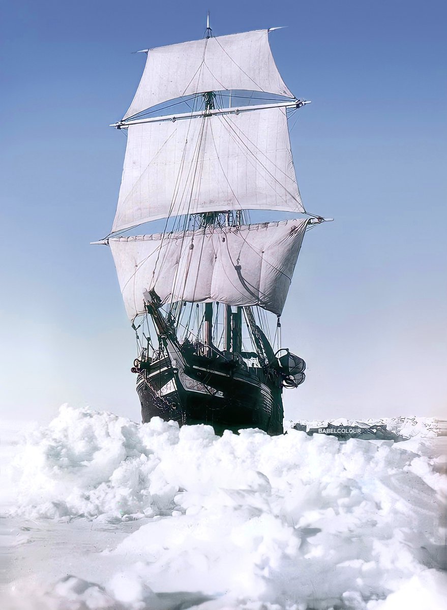 StuartHumphryes's tweet photo. My enhancements of Ernest Shackleton's trans-Antarctic expedition ship Endurance have been popular throughout 2021, so I've bought 4 of them together into one tweet for you to enjoy &amp; share. These paget plates - taken by Frank Hurley in 1915 - are original colour, not colourised. https://t.co/9hrxFyHHu5