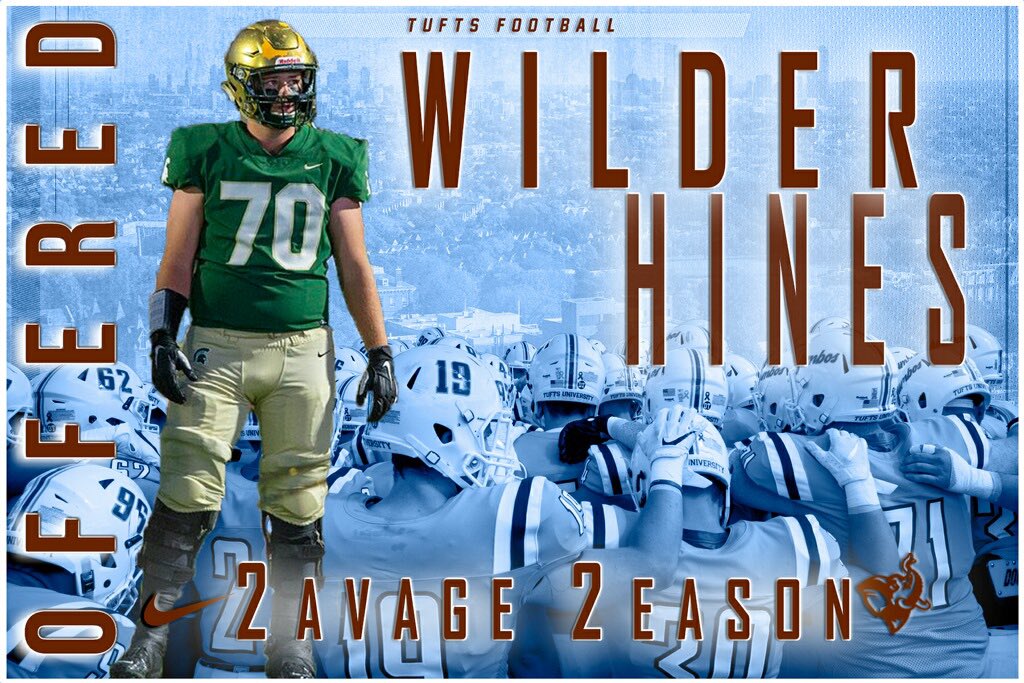 HinesWilder's tweet photo. Thankful to receive my 3rd offer from @TuftsUniversity @FootballTufts @RecruitMtnBrook https://t.co/9BbtyvJK7c