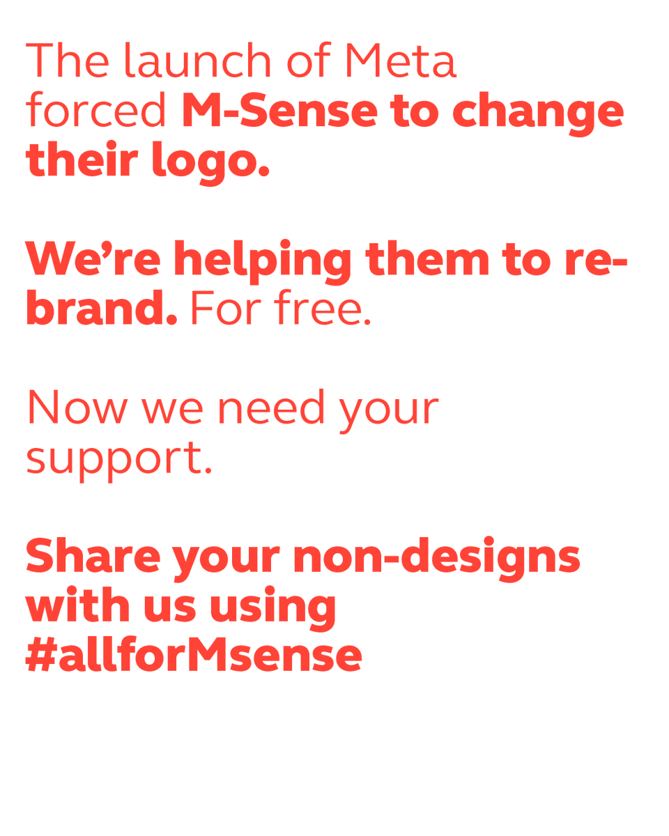 msense_app's tweet photo. Want to know what happened after #Meta took our #logo? A great #design agency @mutabordesign gifted us a rebranding 😻
Now they want to know what our new logo should not look like! Tell them and use the hashtag #AllForMsense! 🥨
#msense #facebook #meta_morphosis https://t.co/DV6jtuNGus