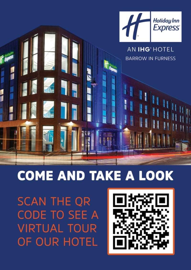 We are so excited to share our brand-new virtual tour of the Holiday Inn Express, Barrow-in-Furness! Come and take a look round by scanning the QR code or visiting the link below! 

lnkd.in/eBAtgFMJ 

#hotel #virtualtour #tour #lifeatrbh #lakedistrict #barrow #RBH