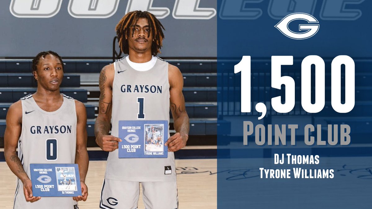 𝟏,𝟓𝟎𝟎 𝑷𝒐𝒊𝒏𝒕 𝑪𝒍𝒖𝒃 🤝

Congrats to DJ Thomas and Tyrone Williams for surpassing the 1,500 point mark in their careers! 

<a href="/GraysonMBB/">Grayson College Men's Basketball</a> | <a href="/DTh0mas0/">Dj Thomas</a> + <a href="/DaReal__Ty/">TWILL</a>