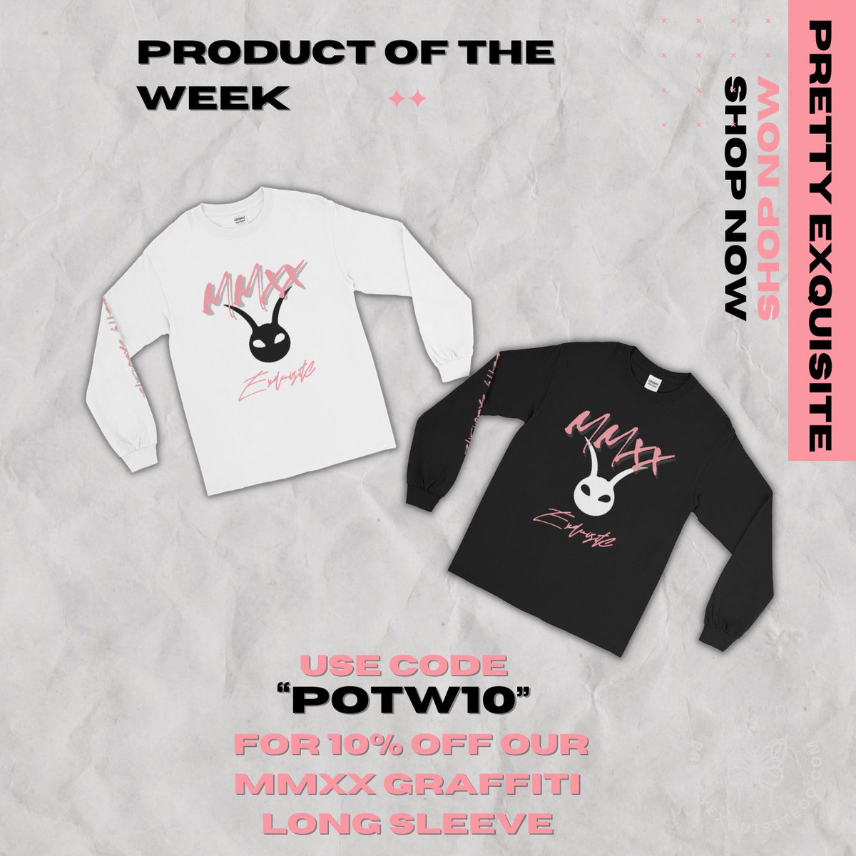 We have a new product of the week! Head to our website now to get 10% off when you purchase our MMXX Graffiti Long Sleeve! Use coder “POTW10” at checkout💕

prettyexquisiteco.com