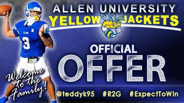 JaylenKincaid3's tweet photo. #AGTG Blessed to receive my first D2 offer from Allen University. @CoachFuller6 @coachmikehayde @teddyk95 https://t.co/v5sMGCHQmW