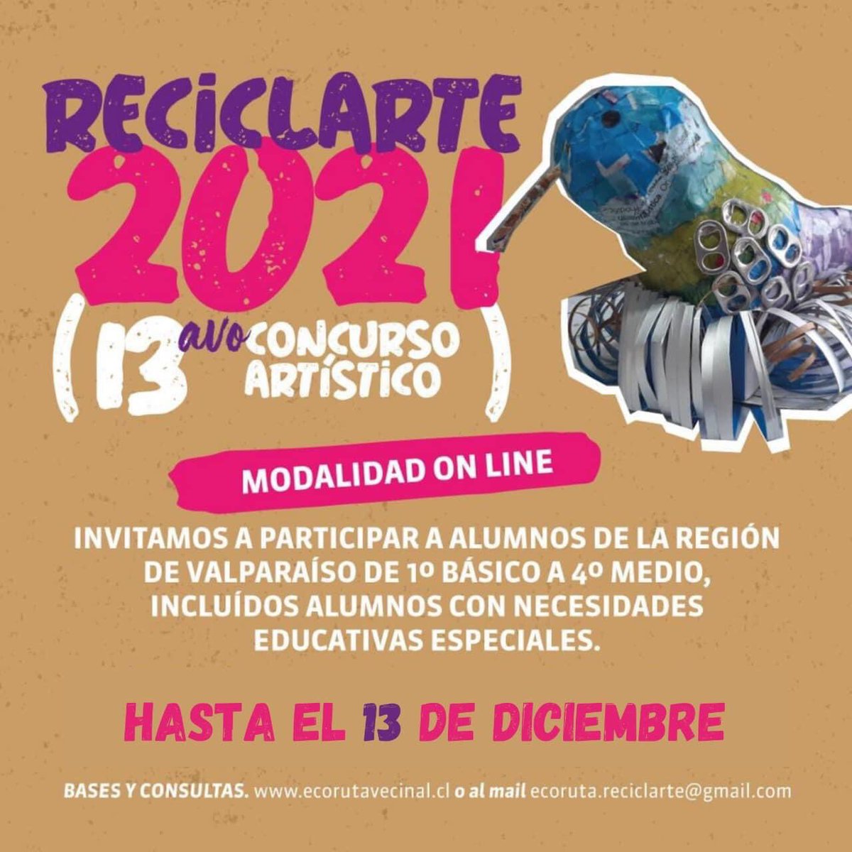 plconcon's tweet photo. Alargamos el plazo de recepción de los trabajos !!!! Hasta el 13 de diciembre 🎉🎉🎉♻️ No dejes de participar , tenemos excelentes premios 😊🙌🏼🙌🏼 Bases en : https://t.co/x9LcC23cvR https://t.co/ztDMAlW5k9
