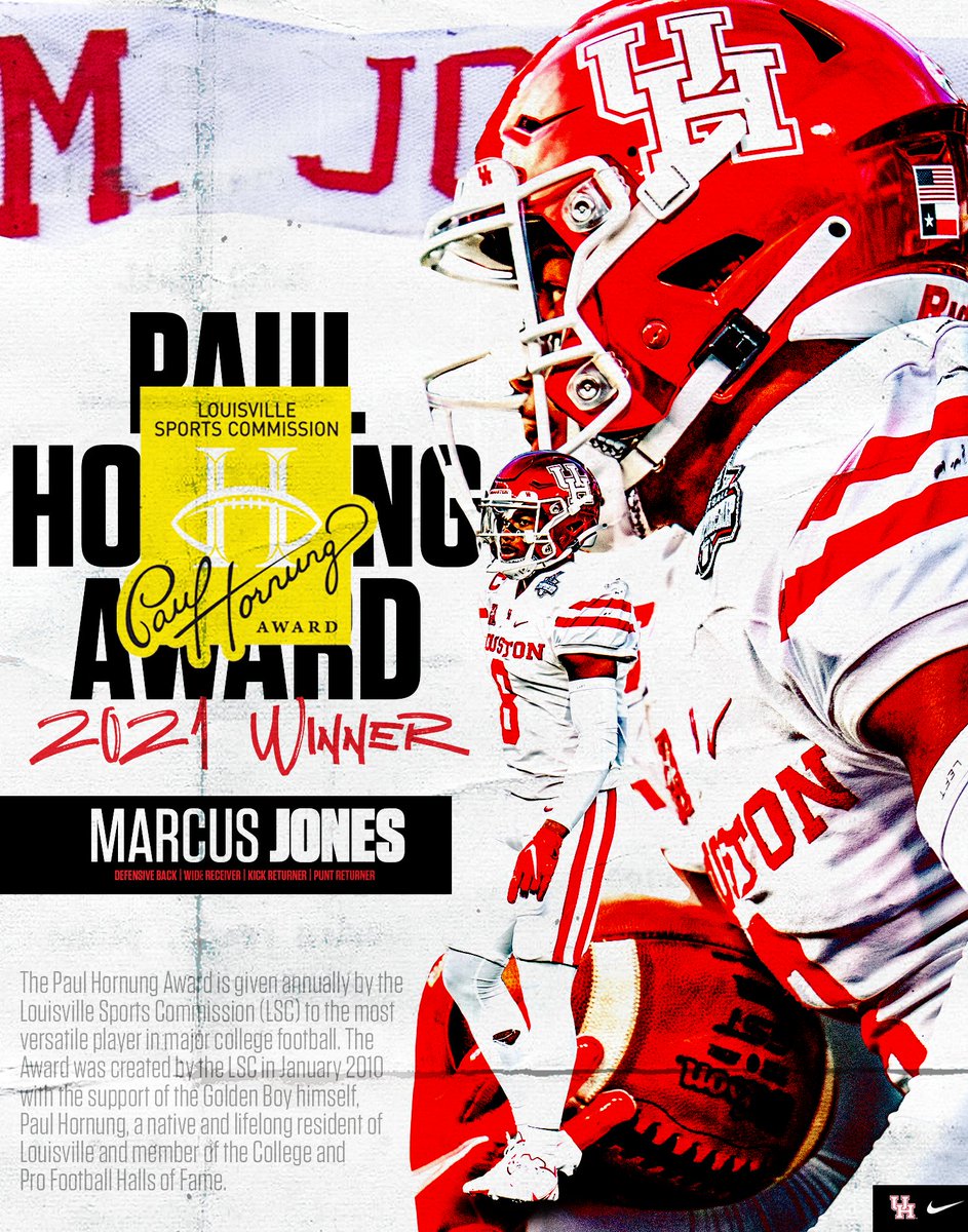 UHCougarFB's tweet photo. Let's make it official.

College football's 𝐦𝐨𝐬𝐭 𝐯𝐞𝐫𝐬𝐚𝐭𝐢𝐥𝐞 player. 

@hornungaward 🤝 @MarcusJonesocho 

#GoCoogs | https://t.co/yq4lgjECil https://t.co/ygxzW1kfN5