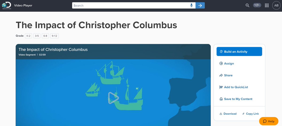 awhitlock97's tweet photo. Found this great resource on Discovery Education! We are using this in my class to discuss the impacts of Christopher Columbus this week. 
@CherokeeSchools @ITSCCSD @DiscoveryEd 
#ccsdconnectED22 https://t.co/6tuDFr9PFz