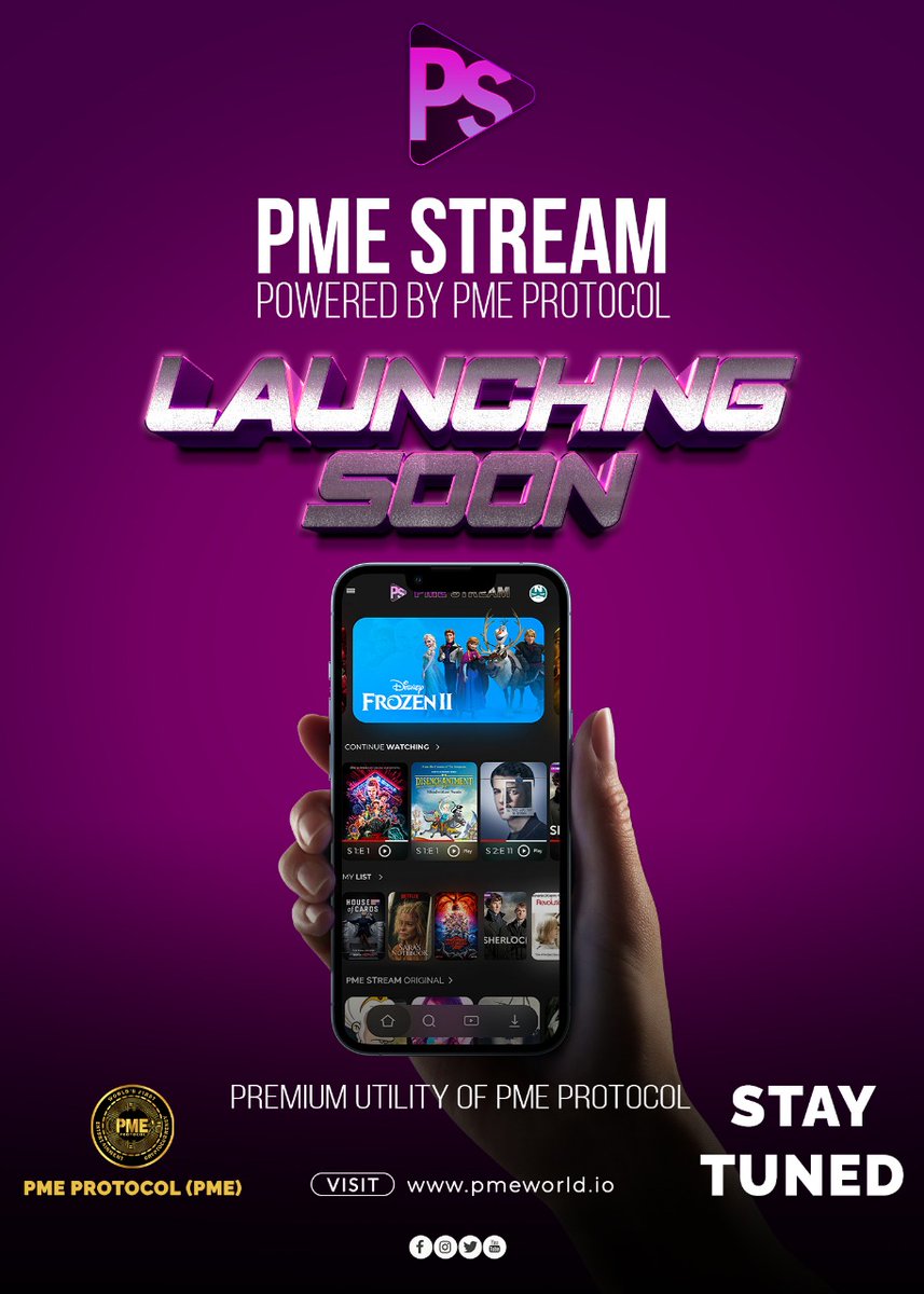 PME STREAM - Powered By PME PROTOCOL Launching Soon ⚡
Stay Tuned 
Visit : pmeworld.io
#PremiumUtility #Entertainment #Cryptocurrency
<a href="/0xPolygon/">Polygon | POL</a> <a href="/BinanceChain/">Binance Chain</a> <a href="/PMEWorld/">PME Entertainment</a> <a href="/HECO_Chain/">HECO Chain</a> @Tronfoundation <a href="/ethereum/">Ethereum</a>