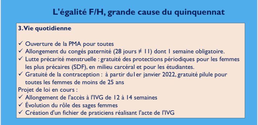 EllesPolitiques's tweet image. L'égalité F/H, grande cause du quinquennat

#PMApourtoutes #congepaternite #precaritemenstruelle #gratuitecontraception  #IVG #EgaliteFH