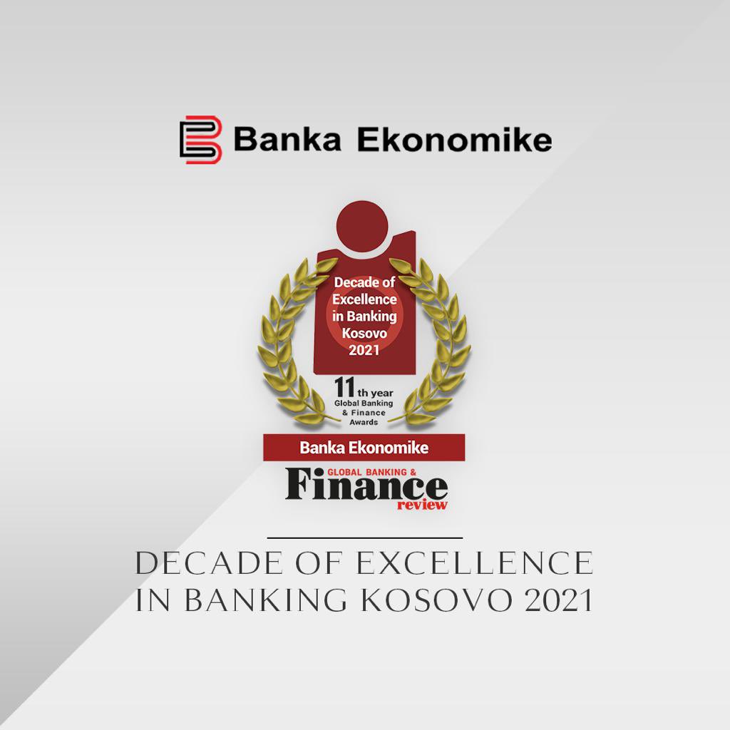Valonll's tweet photo. Banka Ekonomike has won the ‘Decade of Excellence’ award in Banking Kosovo 2021 from Global Banking &amp; Finance Review.

As The Chairman of Board of Directors at Banka Ekonomike, I would like to congratulate all employees for their valuable contributions. https://t.co/JHjNMCUSWG