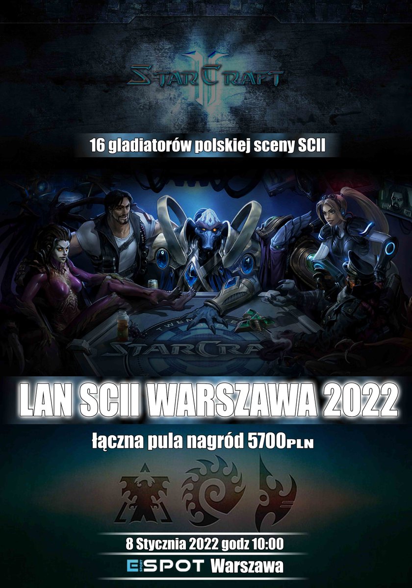 See you on January 8 for the LAN SCII - <a href="/ESPORT_SPOT_PL/">ESPORT SPOT</a> Warszawa in Poland organized by <a href="/danskyck/">danskyck</a> 

16 polish players will fight to find out who's the best in the country and it will be <a href="/Damrud/">Damian Rudnicki</a> of course😎

🏆liquipedia.net/starcraft2/LAN…

GL to everyone 😉

<a href="/Trifax9/">Trifax</a>