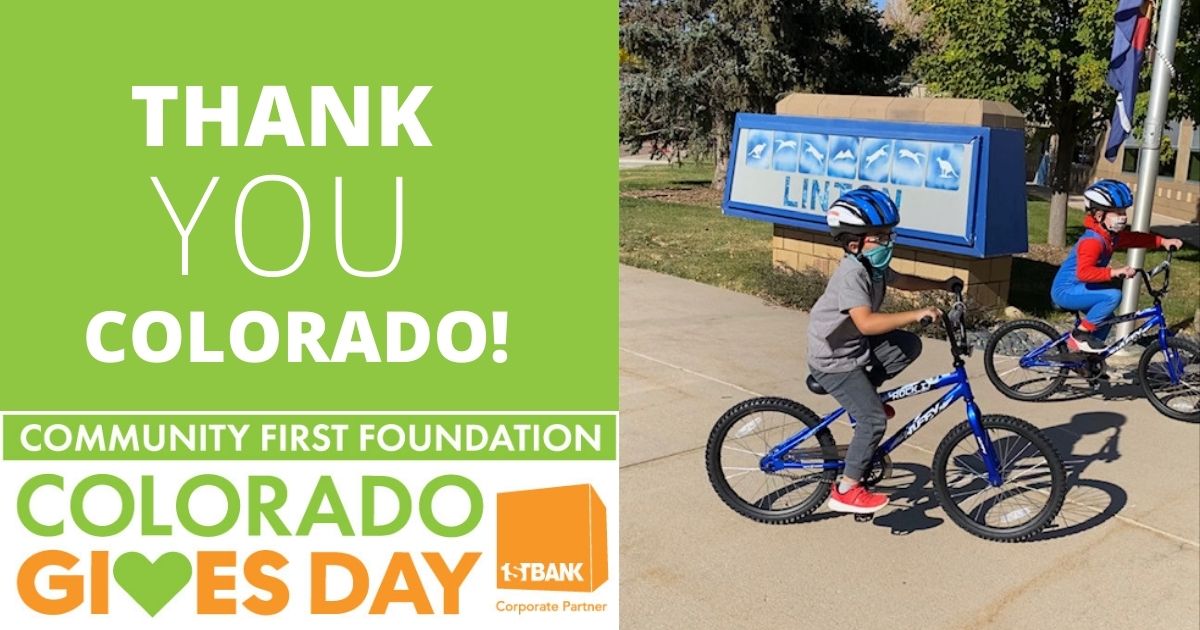 Wow! We were blown away by your generosity on #CoGivesDay. 
Thank you to all of our donors who helped us raise thousands of dollars to share the joy of a new bike with kids in low-income neighborhoods. You can #GiveWhereYouLive any day of the year on Coloradogives.org.