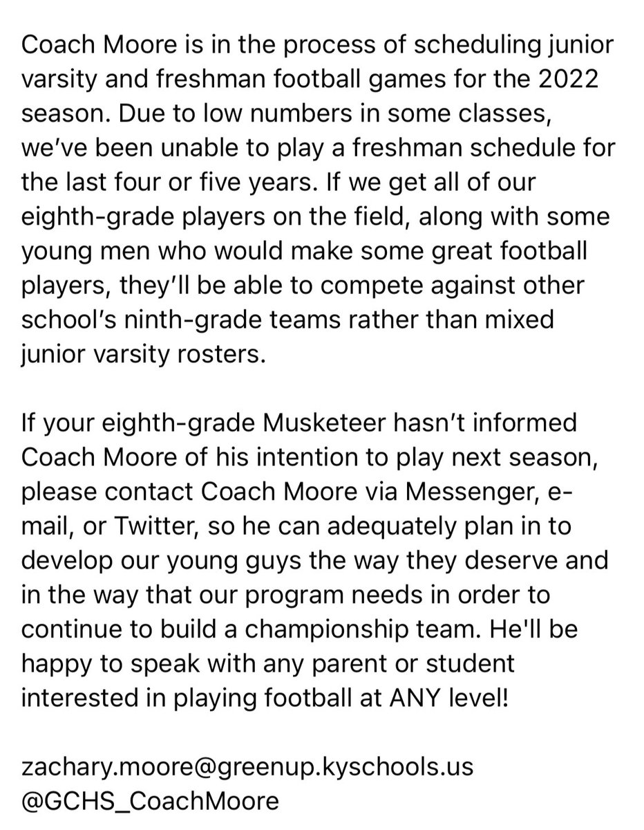 FRESHMAN and JUNIOR VARSITY FOOTBALL

@GCHS_CoachMoore