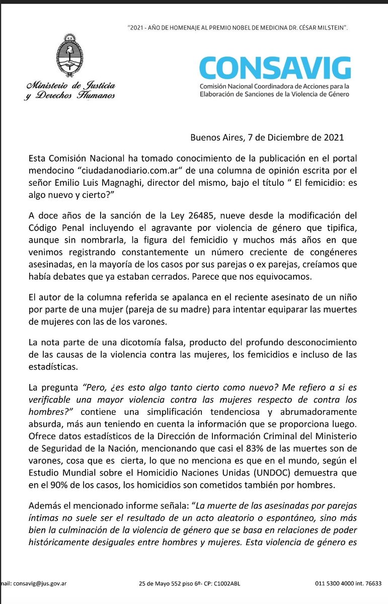 PerlaPrig's tweet photo. La #Consavig rechaza las afirmaciones del director de un portal mendocino, quien minimiza la gravedad de los femicidios y postula que la mayoría de las denuncias por violencia que hacemos las mujeres son falsas (#Sigue) https://t.co/YbCmxfwMIn