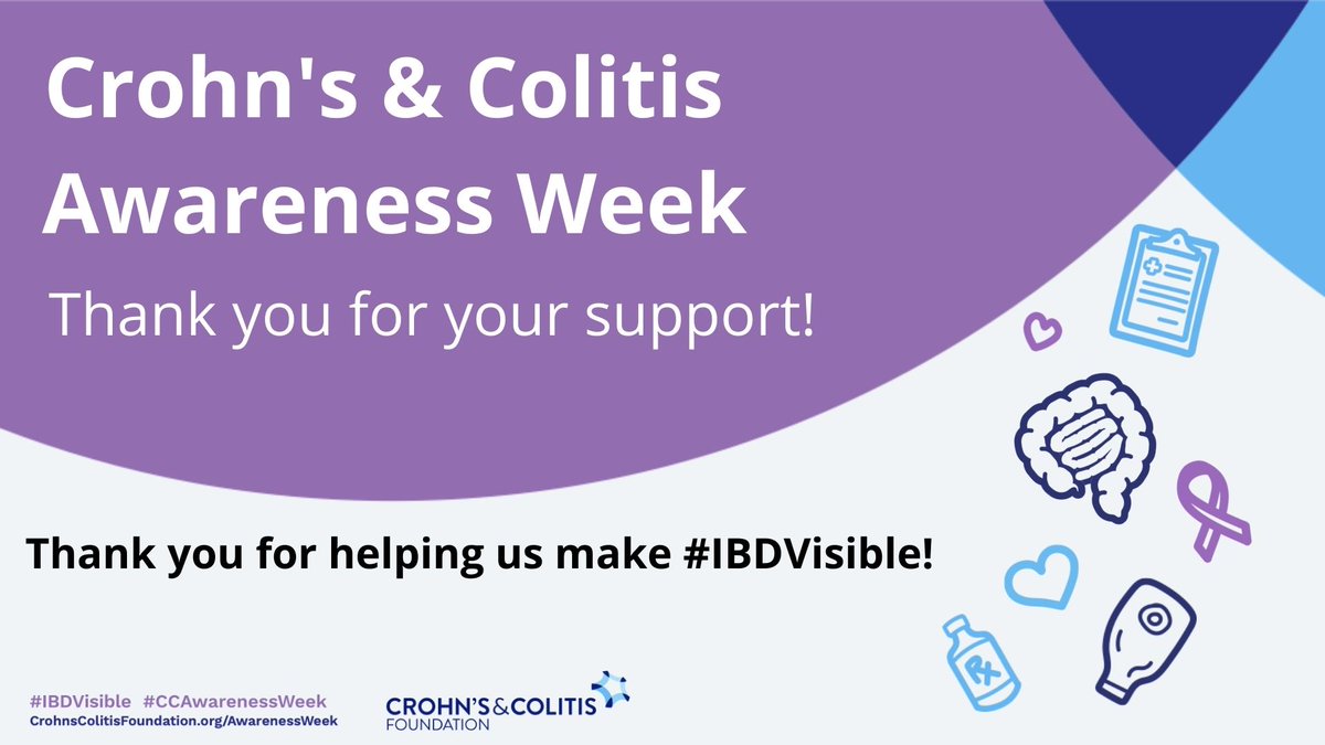 CrohnsColitisFn's tweet image. Thanks to everyone who helped us make #IBDVisible during #CCAwarenessWeek! This year&apos;s campaign was made possible by generous support from AbbVie, Amgen, Bristol-Myers Squibb, Daiichi Sankyo, Eli Lilly, Ferring Pharmaceuticals, Janssen, MyCrohnsandColitisTeam, Pfizer, and Takeda.