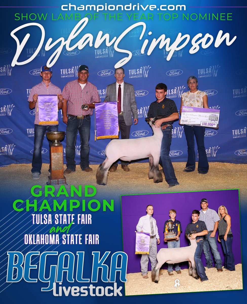 noveldesigns's tweet photo. Grand Champion Oklahoma State Fair and Tulsa State Fair - Shown by Dylan Simpson, Bred by Begalka - is a top nominee for Show Lamb of the Year. Vote at https://t.co/OSXpES9bQF https://t.co/eAr26ISsNM