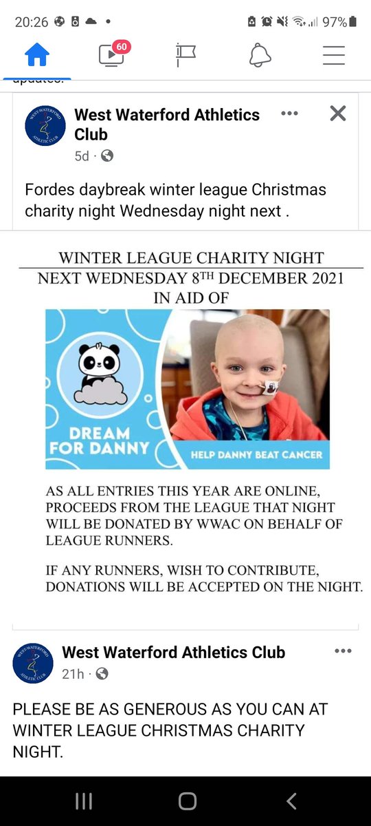 CHARITY NIGHT at <a href="/WWAC14/">West Waterford ac</a> Winter League supporting #DreamForDanny this evening, a very worthy cause so please be as generous as possible tonight and bring along a donation, buckets will be available at the league, thanks 👍 <a href="/jameaveale/">james veale</a> <a href="/NireFourmile/">Nire/Fourmilewater</a> <a href="/cody_peters13/">Cody Peters</a>