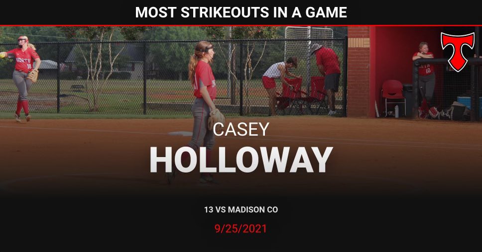 NOHSfastpitch's tweet photo. Today’s RECORD ALERT!!

@CaseHollowa set a school record this year with 13 K’s in one game!! https://t.co/la1tS4pKUa