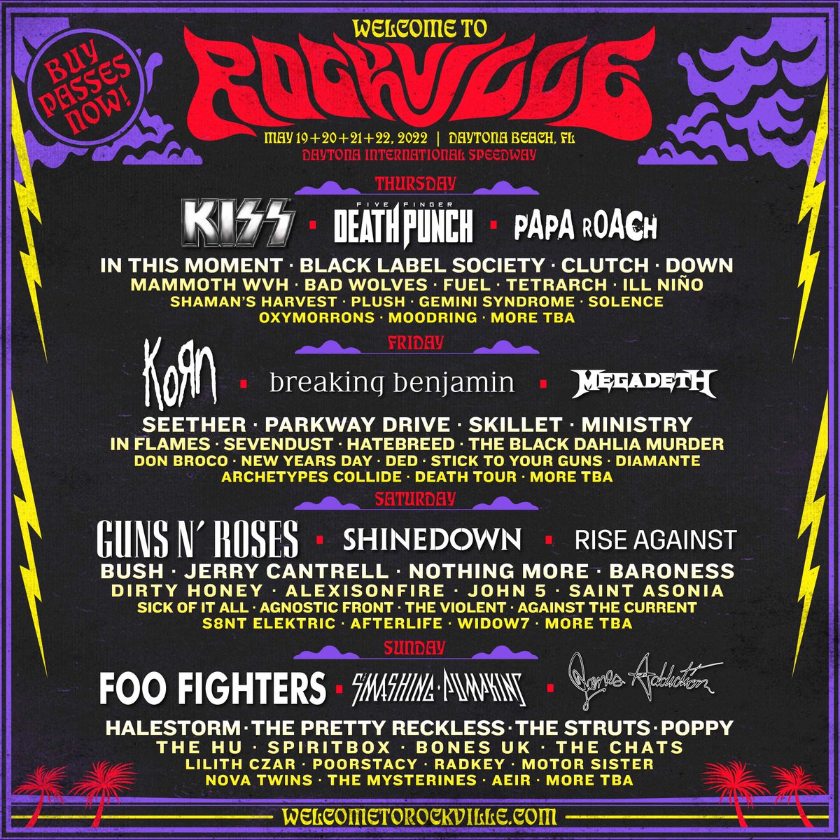 Excited to announce that we’ll be headlining <a href="/RockvilleFest/">Welcome To Rockville</a> this spring in the sunshine state 🌞🤘🏻Tickets are on sale now and are available here: welcometorockville.com