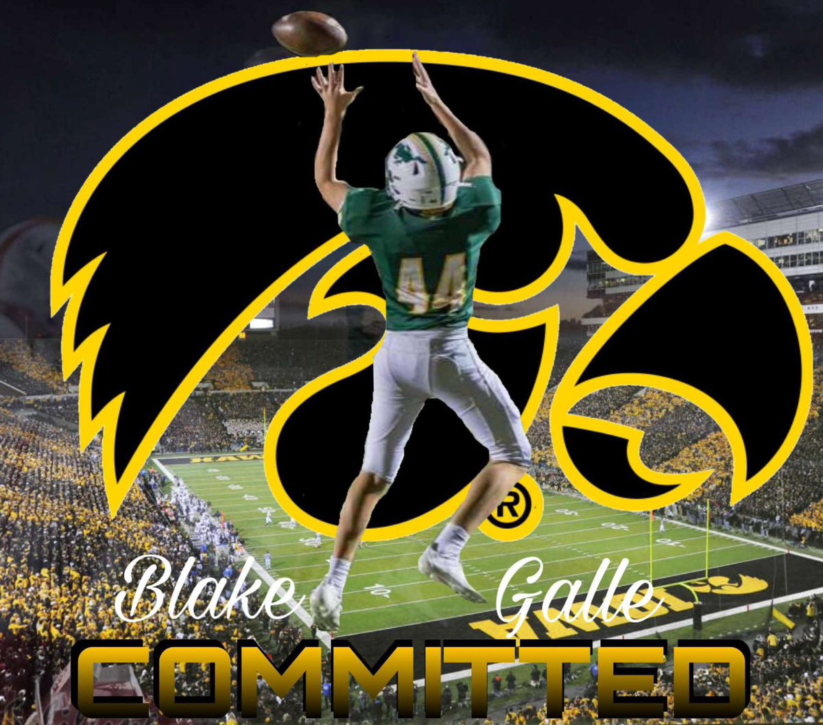 HHSBarstool's tweet photo. Move over Xavier, there’s a new (and better) sheriff in town! Our very own Blake Galle is officially committing to the U of I. You know what to do @xaviernwankpa01 make the right choice and link at Iowa. #gawks https://t.co/itmZI12UTS