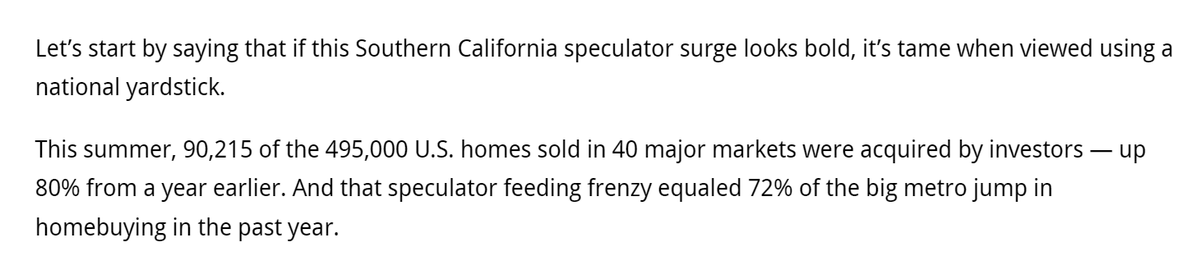 RudyHavenstein's tweet photo. "Investors are 51% of Southern California’s homebuying surge" 

"Median price paid by local investors? $898,000"

Median household income in CA is about $80k.

“...many individual homebuyers have found it tough to compete”

Sorry kids.

#FedHistory #ZIRP 
https://t.co/6C1RKnqZVN https://t.co/iIDTgeKqFT