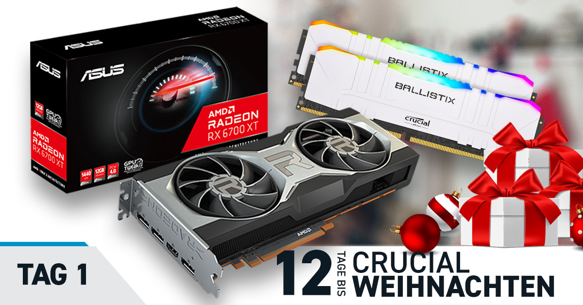 CRUCIAL 12-TAGE-WEIHNACHTSGEWINNSPIEL 🎄 Wir legen direkt los und starten mit einem 32-GB-Ballistix 3200-Speicherkit und einer begehrten AMD Ryzen- und Radeon 6700-GPU! UND: Du musst keine Niere verkaufen um an diese Teile ranzukommen 😎
So nimmst du teil: Crucial.gg/12daystwde