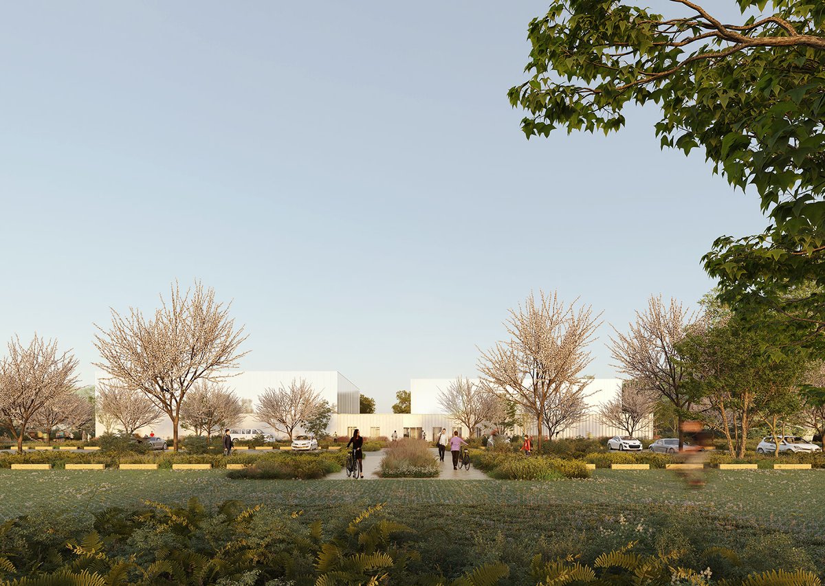 CoBe_archi's tweet photo. #CoBe remporte son premier projet d'#équipement avec un programme intégralement sportif ! Situé dans un écrin paysager sur la commune de #Montlouis_sur_Loire (37), ce futur bâtiment en structure 100% #bois accueillera un #gymnase multisport et une salle gymnastique. https://t.co/TKABowh59j