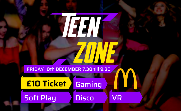 uk_gamebase's tweet photo. Teen Zone is back for Christmas.  This Friday 7.30pm till 9.30pm.
£10.00 a ticket, Free McDonalds! Christmas music! Booking Only! [Friday 10th December] [19:30 - 21:30] [Tickets £10]
#deal #dover #folkestone #sandwich #kent #gaming #softplay https://t.co/Qx8kotUcAk