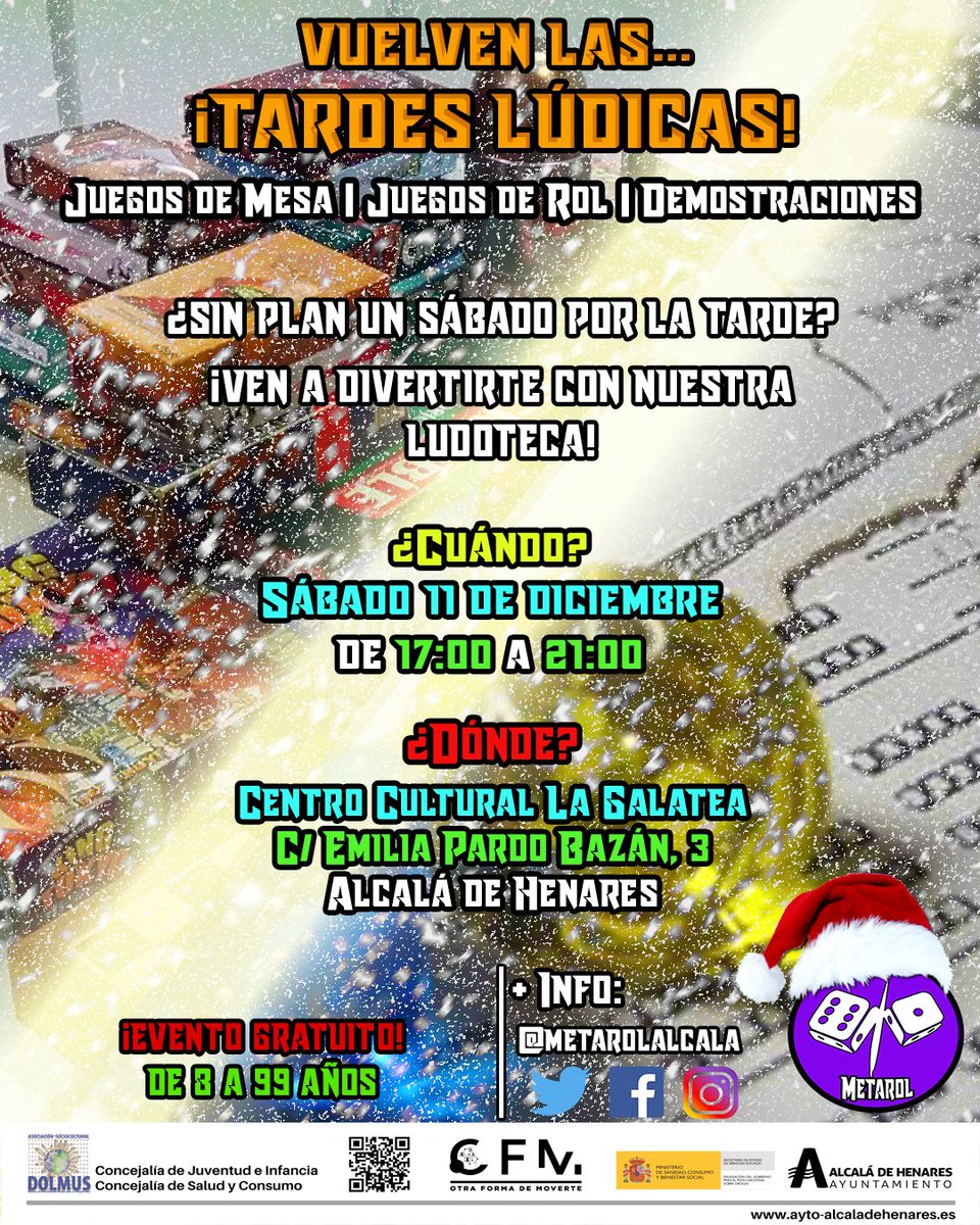 Se acerca nuestro último evento del año. Si quieres pasar una buena tarde jugando a juegos de mesa, os esperamos este sábado de 17h a 21h en el C.C. La Galatea. ¡No os lo perdáis!