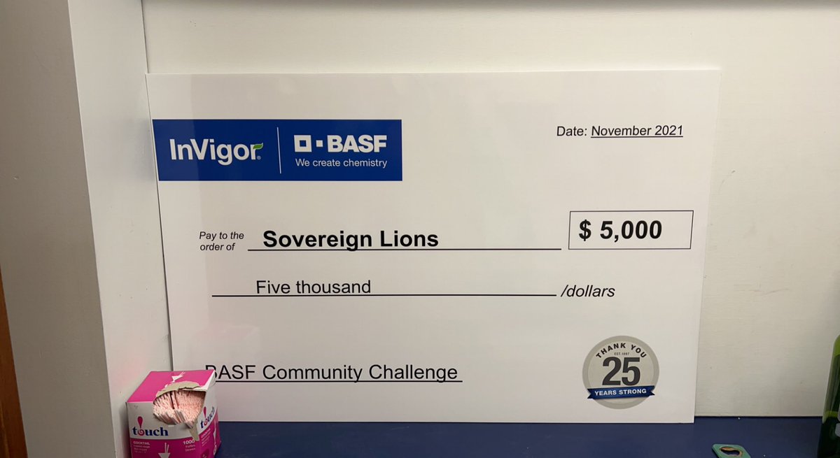 Thanks to <a href="/MattFletcher97/">Matt Fletcher</a> and <a href="/BASFAgSolutions/">BASF Agricultural Solutions Canada</a> for the donation through their community challenge celebrating 25 years of Invigor canola. This money will go towards supporting local charities and causes. #weserve