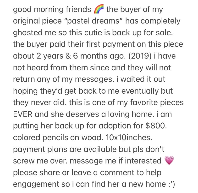 alilpickle's tweet photo. my original piece “pastel dreams” is back up for sale after being ghosted by the buyer. dm me if interested 💗 https://t.co/R7Q3TYPLHI