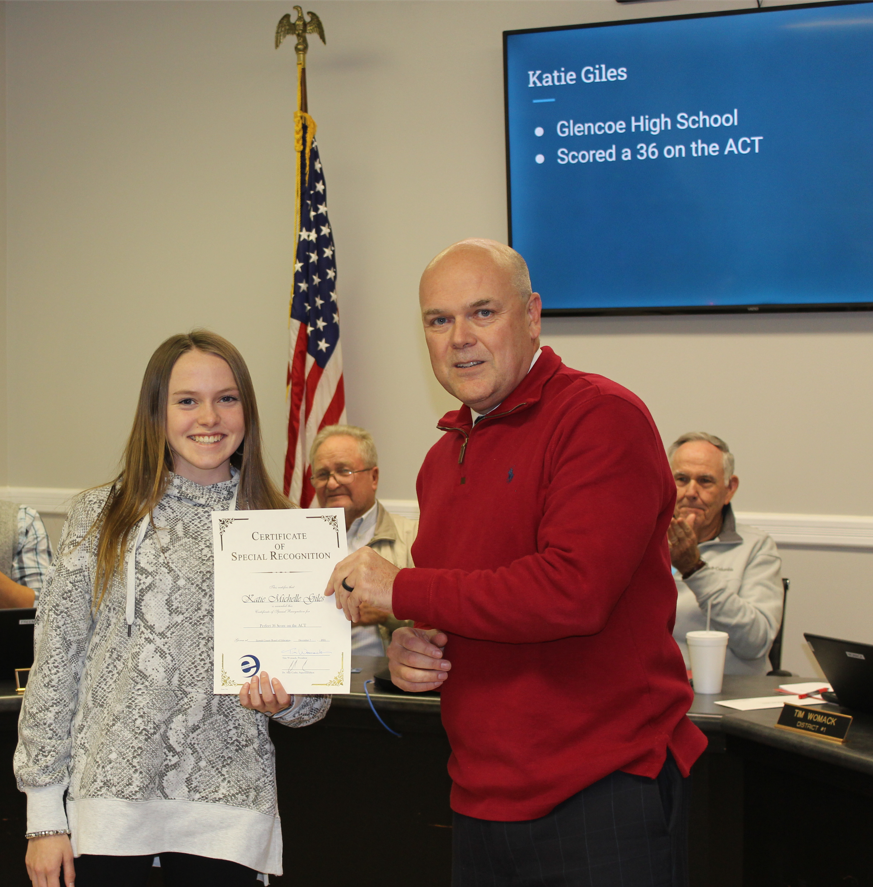 ECBOE's tweet photo. Congratulations Katie Giles, Junior at Glencoe High School, for achieving a PERFECT 36 on the ACT! Fewer than half of 1% of students who take the ACT earn a top score. Earning a top score on the ACT is a remarkable achievement and we are so proud of you! https://t.co/vH2dt2sLyp