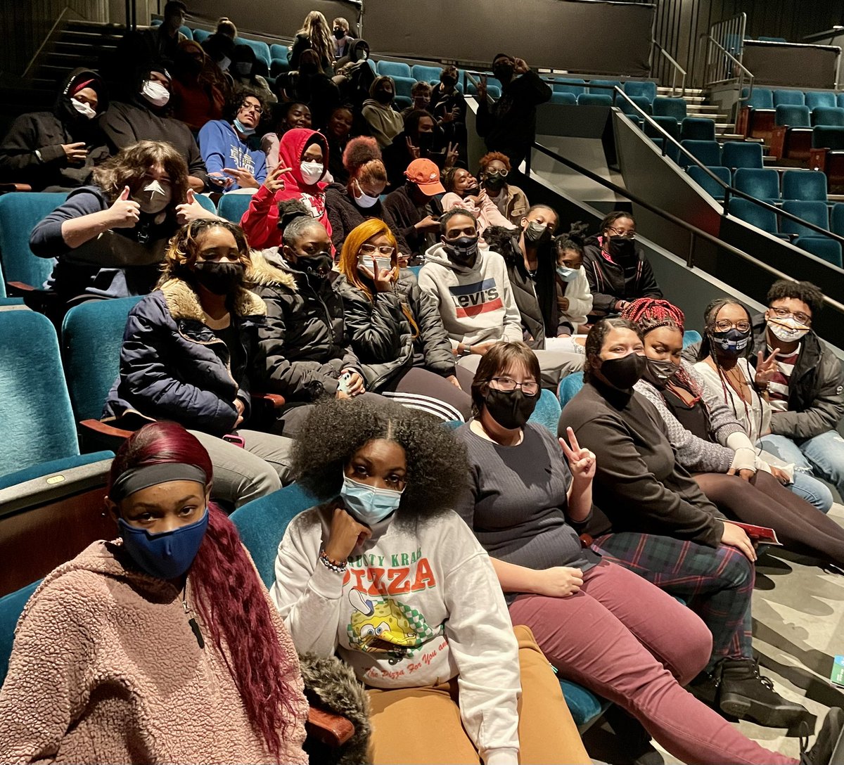 Unforgettable experience today with all of the Performing Arts Academy students from Ruskin, Grandview and Center! We were honored to see the KC Rep’s incredible production of ‘A Christmas Carol’! <a href="/HMC1Proud/">Hickman Mills C-1 School District</a> 
#realworldlearningkc
#RWL
#SKCperformingartsacademy