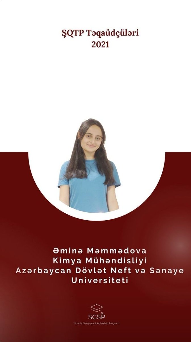 SGSProgram's tweet photo. 🇦🇿 Əminə Məmmədova - Azərbaycan Dövlət Neft və Sənaye Universiteti / 🇬🇧 Amina Mammadova - Azerbaijan State Oil and Industry University https://t.co/xsMLq7z2ta