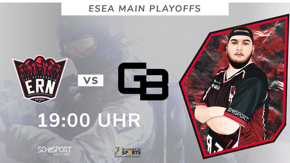 eSport Rhein-Neckar (eSportRN) (@esportrn_) on Twitter photo ➡️CSGO #ESEA Main Playoffs
It's playoffs time! Erneut haben danke einer guten Leistung die Möglichkeit aufzusteigen💪
🆚<a href="/Gaming_Barracks/">Gaming Barracks</a>
🕗19:00 Uhr
📽️Leider kein Stream
#ern #tsvo #rheinschenken #CSGO ➡️CSGO #ESEA Main Playoffs
It's playoffs time! Erneut haben danke einer guten Leistung die Möglichkeit aufzusteigen💪
🆚<a href="/Gaming_Barracks/">Gaming Barracks</a>
🕗19:00 Uhr
📽️Leider kein Stream
#ern #tsvo #rheinschenken #CSGO