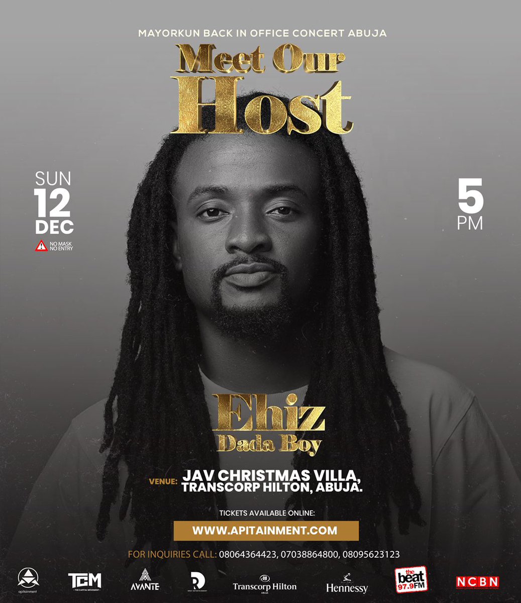 callmeMEJE's tweet photo. See formation wey mad!!!
Mayorkun Back In Office Concert is not here to play with y'all. π₯
Sunday 12th Dec na to shut everything down.
5pm. Be there
Jav Christmas Villa, Transcorp Hilton, Abuja.
TICKETS: ππΎ https://t.co/cHjtMGFtEu
#MayorkunLiveInAbuja
#backinofficeconcert https://t.co/yvD7LzEQ37