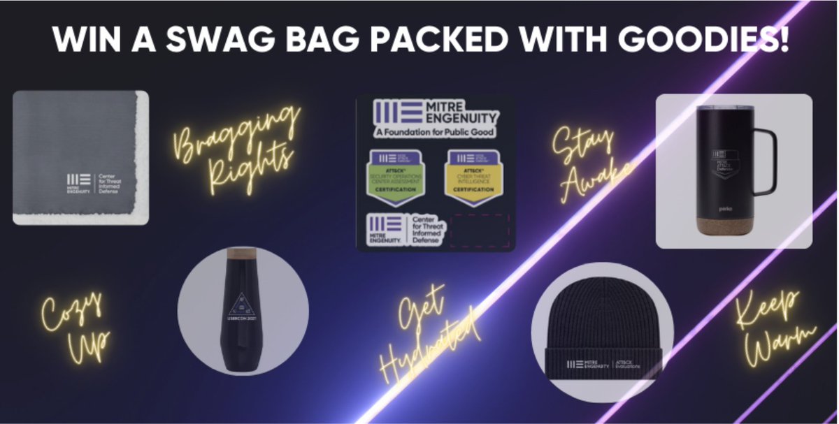 MITREattackDef's tweet photo. We're half way through our Testing &amp; Evaluation session at the #TIDUSERCON. Congrats to the 30 session winners of sweet new swag bags packed with branded sherpa blankets, mugs, beanies, stickers and waterbottles! Get on the leaderboard &amp; win! https://t.co/s5SV2XE4zc https://t.co/DJ7zhn2jM4