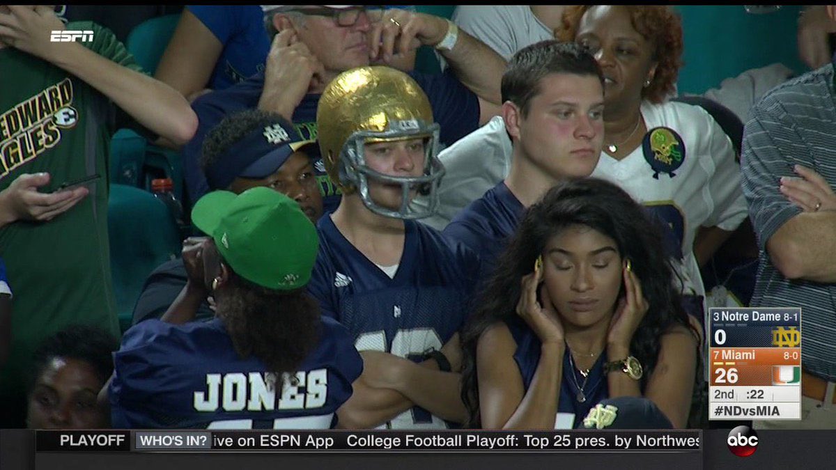 DGhost11's tweet photo. Listen, if we could replicate the ND game in 2017 every home game we don’t need a new stadium! Just look at her, loudest that stadium has ever been and I go Sundays as well! #Canes https://t.co/ir1ZgbFLOD