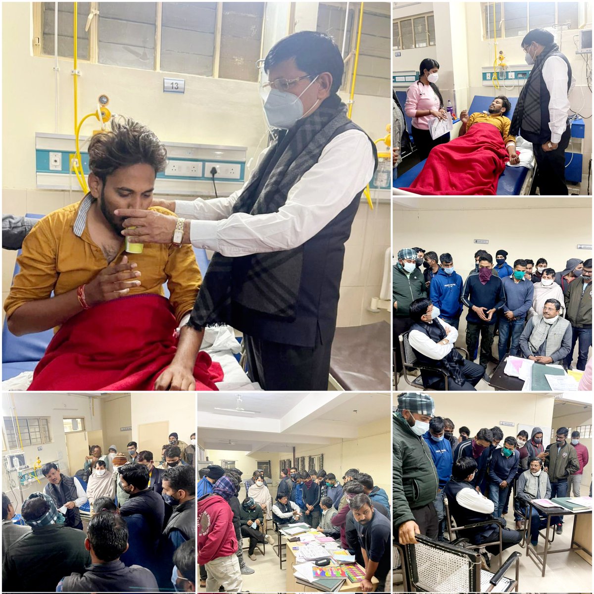 JEN भर्ती मामले को लेकर अनशन पर बैठे अभ्यर्थी मनोज मीना से आज जयपुरिया हॉस्पिटल पहुंचकर मुलाकात की और अनशन तुड़वाया। JEN भर्ती मामले से आहत अभ्यर्थियों की मांग पर उचित कार्यवाही की जावेगी।