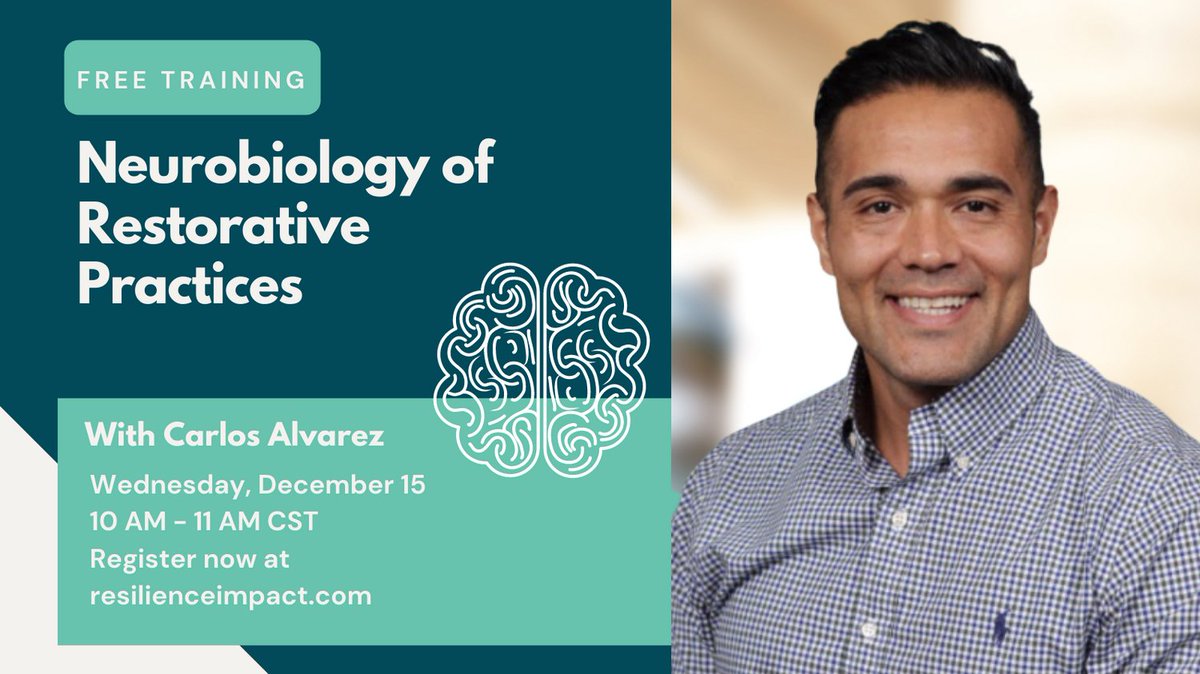 Register now for the FREE "Neurobiology of Restorative Practices" training for #educators on December 15th at 10:00 AM CST. This training will explain and explore the importance of working under a right-brain restorative framework in an education setting. bit.ly/3005X9b
