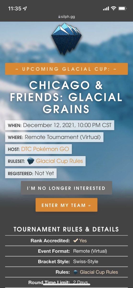 🧊 Don’t melt under the pressure! Join us for the Chicago &amp; Friends <a href="/SilphGG/">Silph Arena</a>  Glacial Cup, pitting local players against battlers throughout North &amp; South America!

🏁 Starts December 12th with 48-hour rounds and a $100 prize pool! #Battlers #GirlsThatPvP

silph.gg/t/dkyr