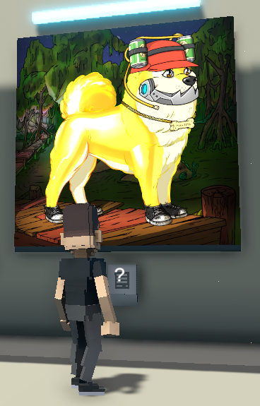 Offical_Mask_X's tweet photo. @TheSandboxGame Did Contest Day 8 and found out there are 7 NFT dogs that are displayed in the NFT institute. It was cool looking at them because they had their own design. #SandboxAlphaContest https://t.co/4ztKvMLkuw